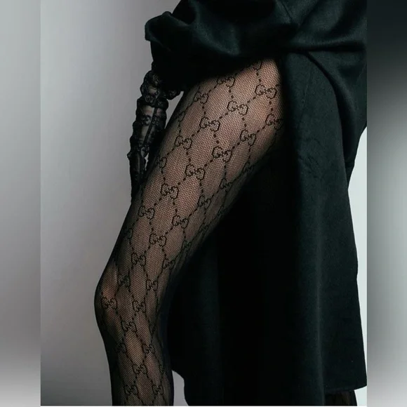 Gucci Black Sheer Lace GG Tights sz M NWOB - Picture 1 of 3